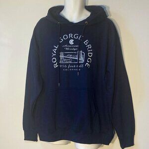 Prairie Mountain SZ XL Navy bridge graphic hooded sweatshirt americana warm
